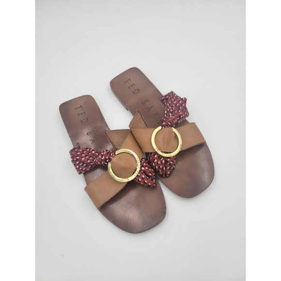 Ted Baker Shoes - Ted Baker Maliyar Polka Dot Leather Scarf Sandals Flats Sz 38.5